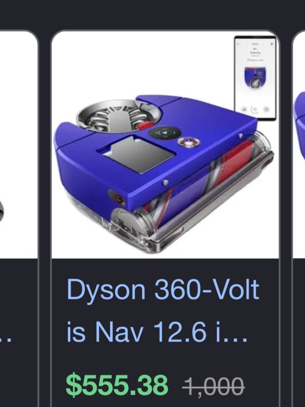 Dyson - 360-Volt is Nav 12.6 in. Robotic Vacuum with Smart Navigation in Blue
